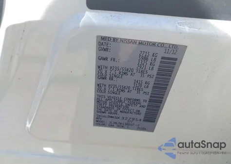 2013 Infiniti Jx35 z USA, uszkodzony, nr VIN 5N1AL0MM3DC327954